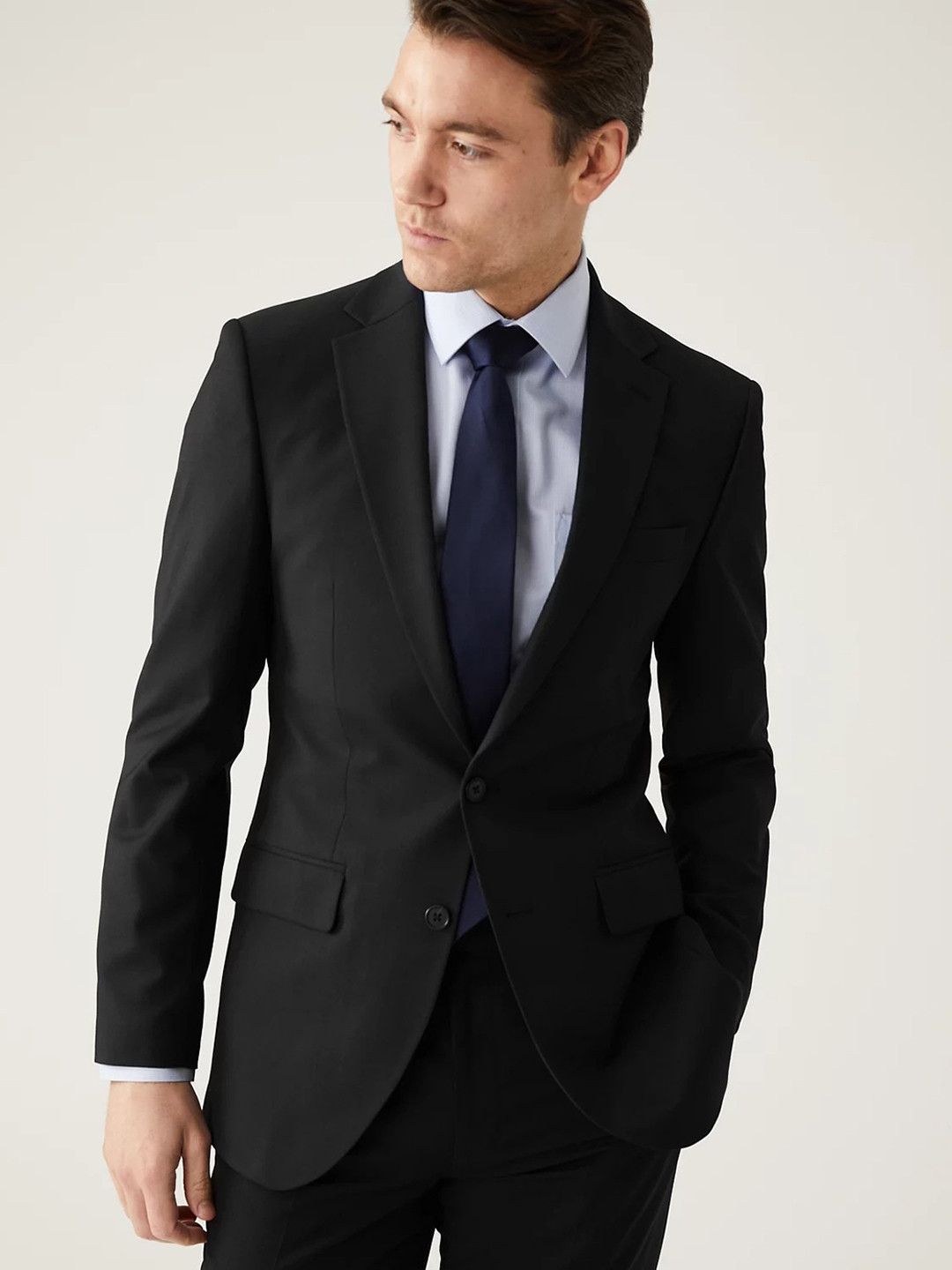 Marks & Spencer Single-Breasted Slim-Fit Formal Blazer