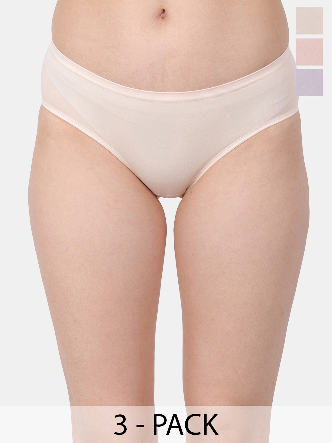 Amour Secret Pack Of 3 Mid-Rise Leak Proof Hipster Briefs P3312_Skn_Prl_Pch