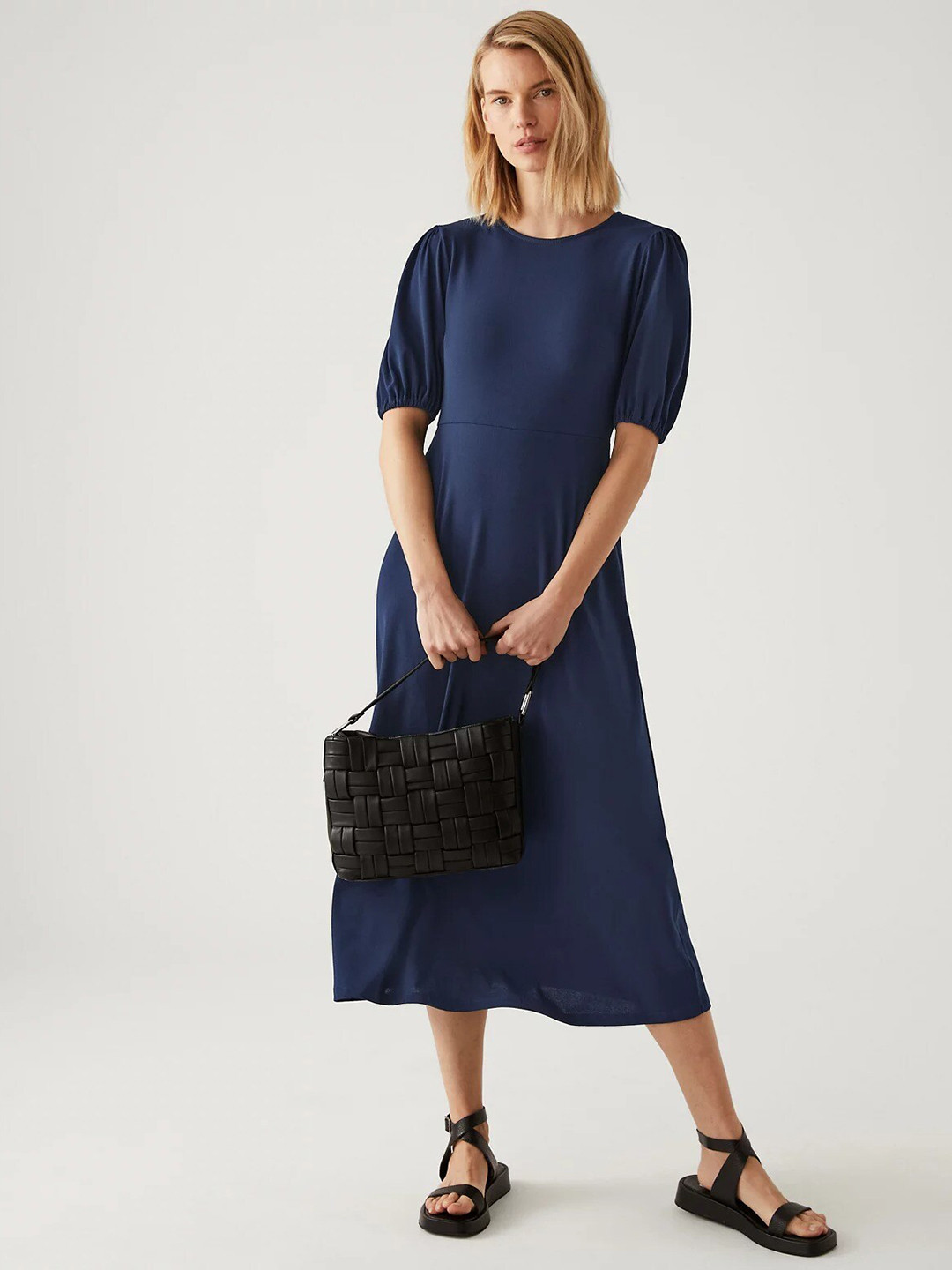 Marks & Spencer Jersey Round Neck Midi Tea Dress