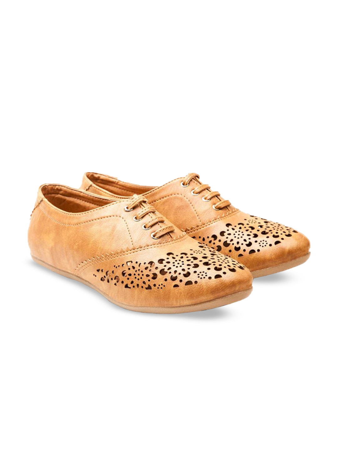 Marc Loire Women Textured Comfort Insole Oxfords With Laser Cuts