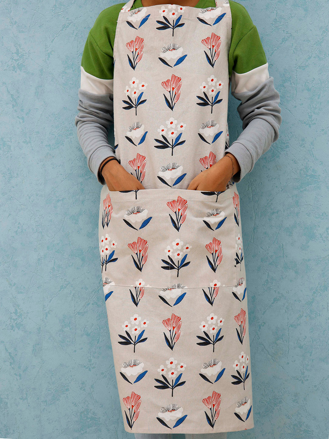 Ariana Off White Printed Cotton Apron