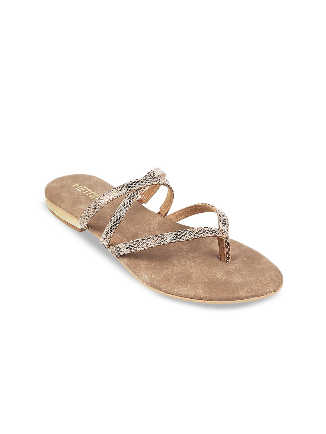 Metro Printed Strappy Open Toe Flats