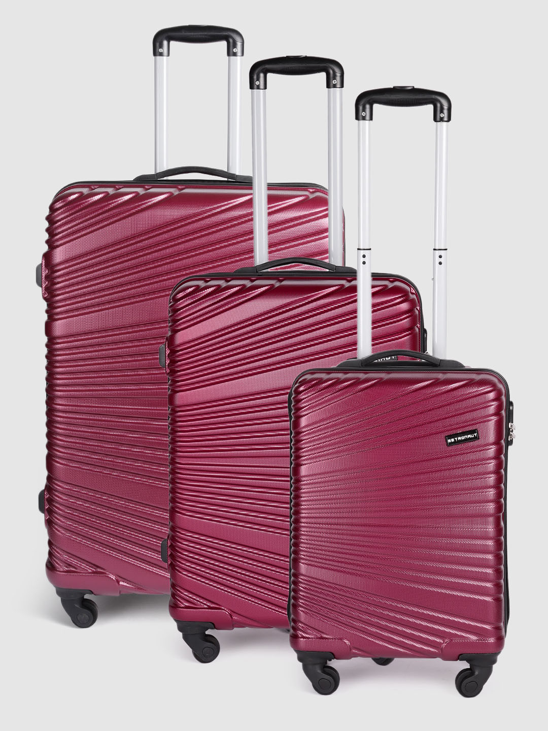Metronaut Set of 3 Lazer Textured Hard-Sided 8 Wheels 360-Degree Rotation Trolley Bag