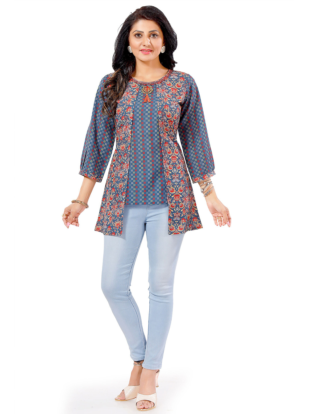 keshubaba Floral Printed Cotton Tunic