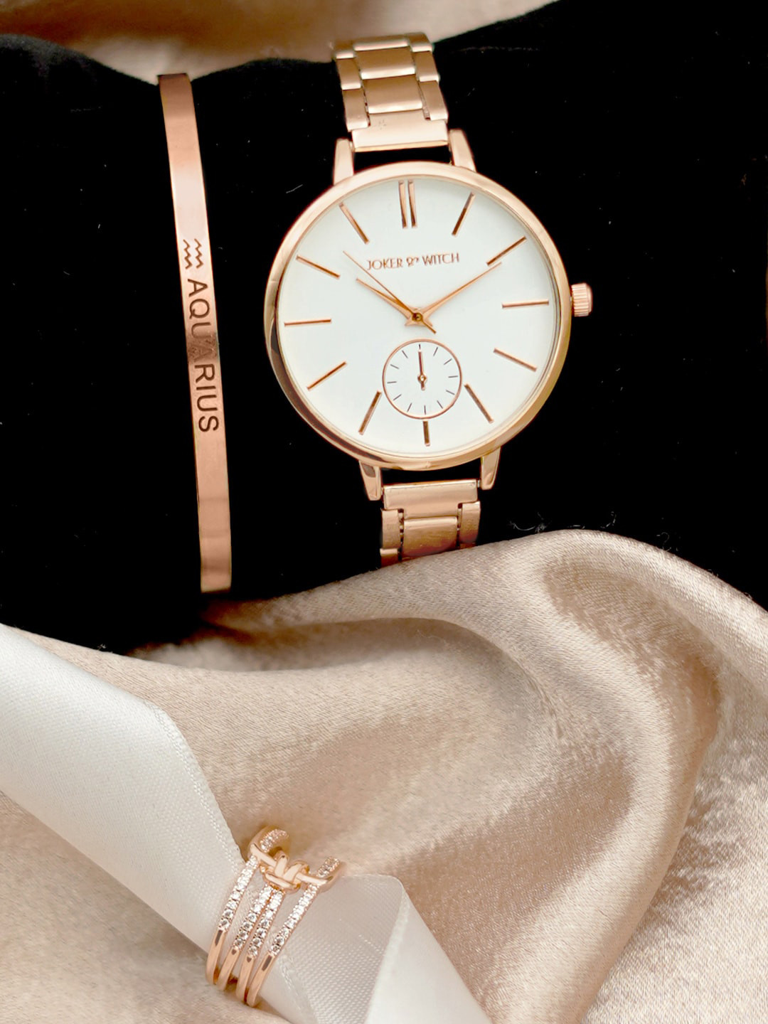 JOKER & WITCH Starry Eyes Aquarius Love Triangle Women Watch Gift Set JWLT61