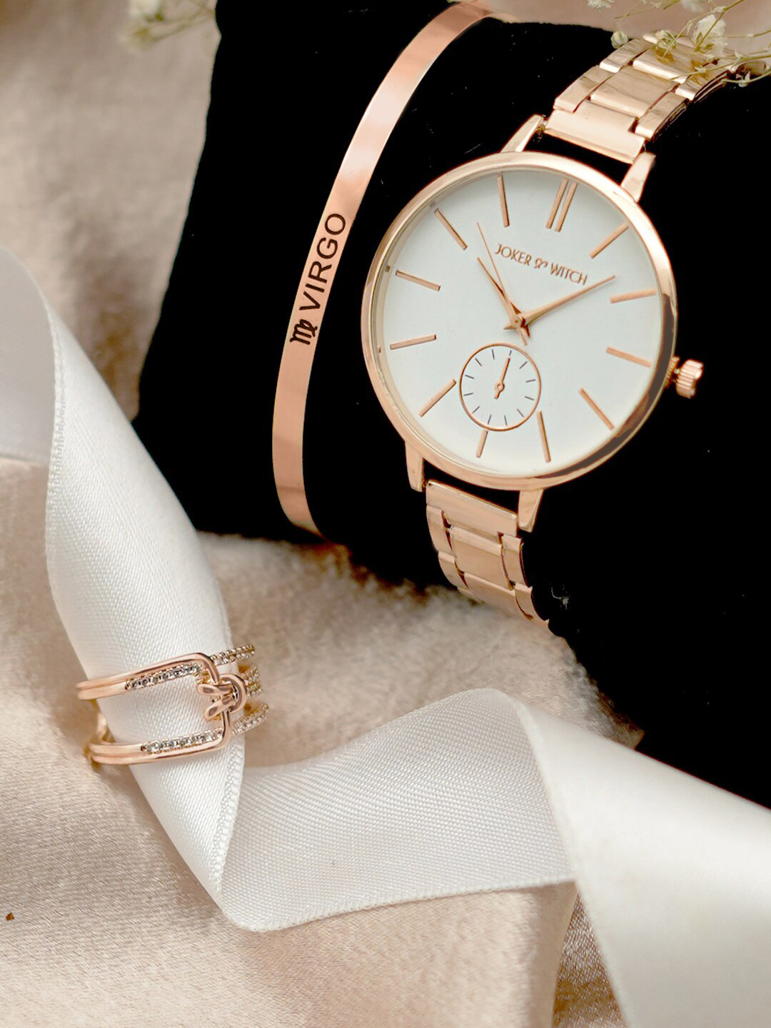 JOKER & WITCH Starry Eyes Virgo Love Triangle Women Watch Gift Set JWLT68