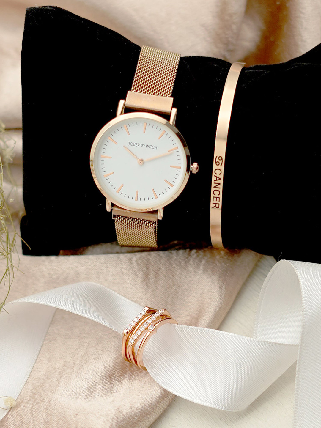 JOKER & WITCH Melting Heart Cancer Love Triangle Women Watch Gift Set JWLT138