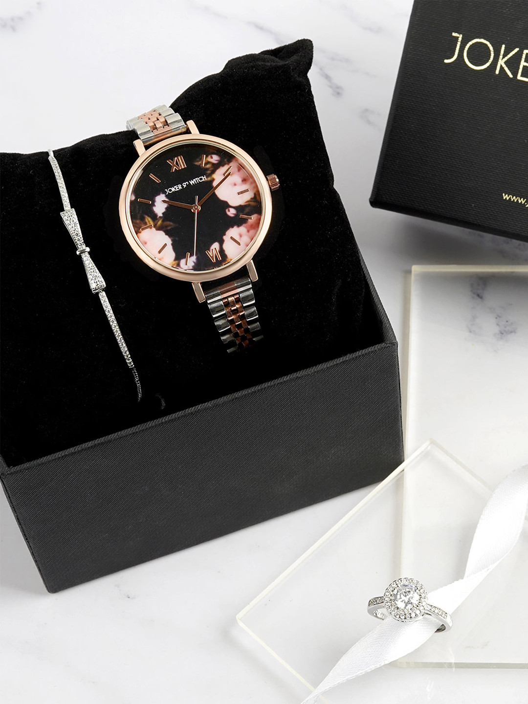 JOKER & WITCH Arianna Love Triangle Women Watch Gift Set JWLT587