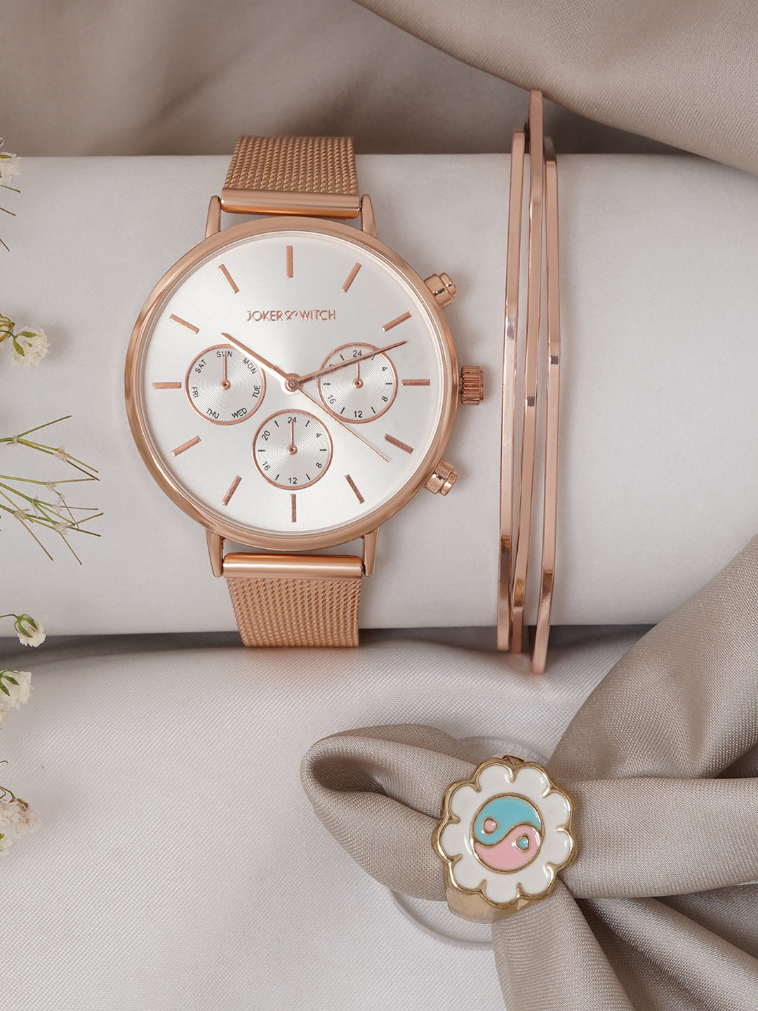 JOKER & WITCH Women Stainless Steel Edwina Love Triangle Watch Gift Set