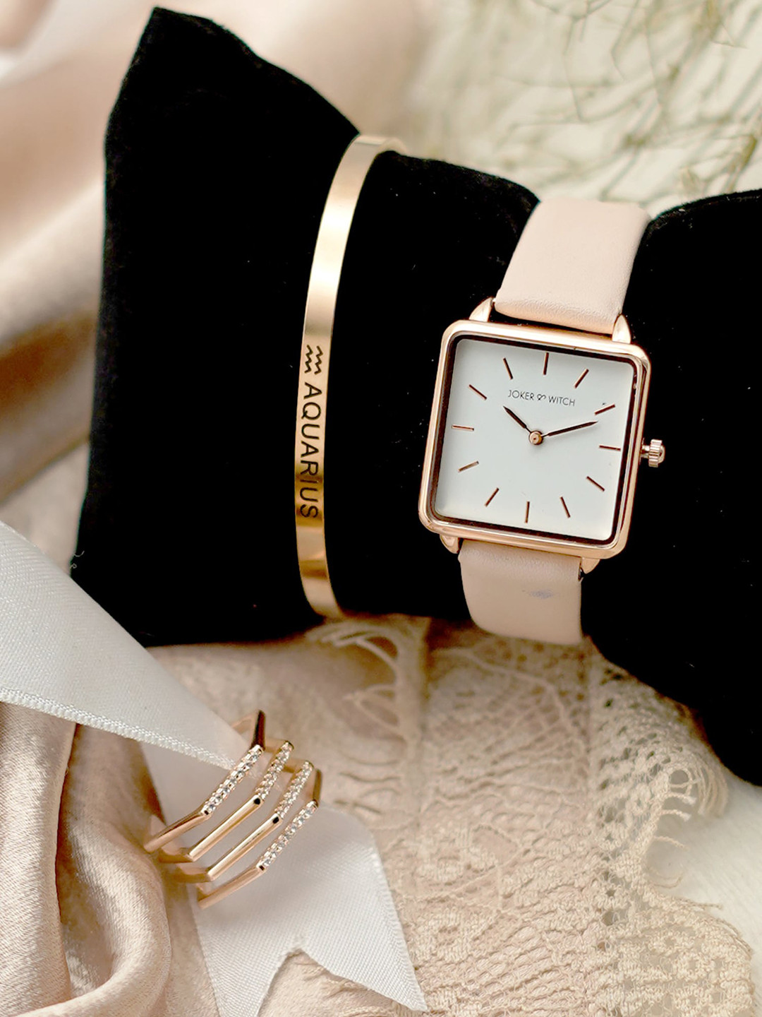 JOKER & WITCH Women Shooting Star Aquarius Love Triangle Watch Gift Set JWLT145