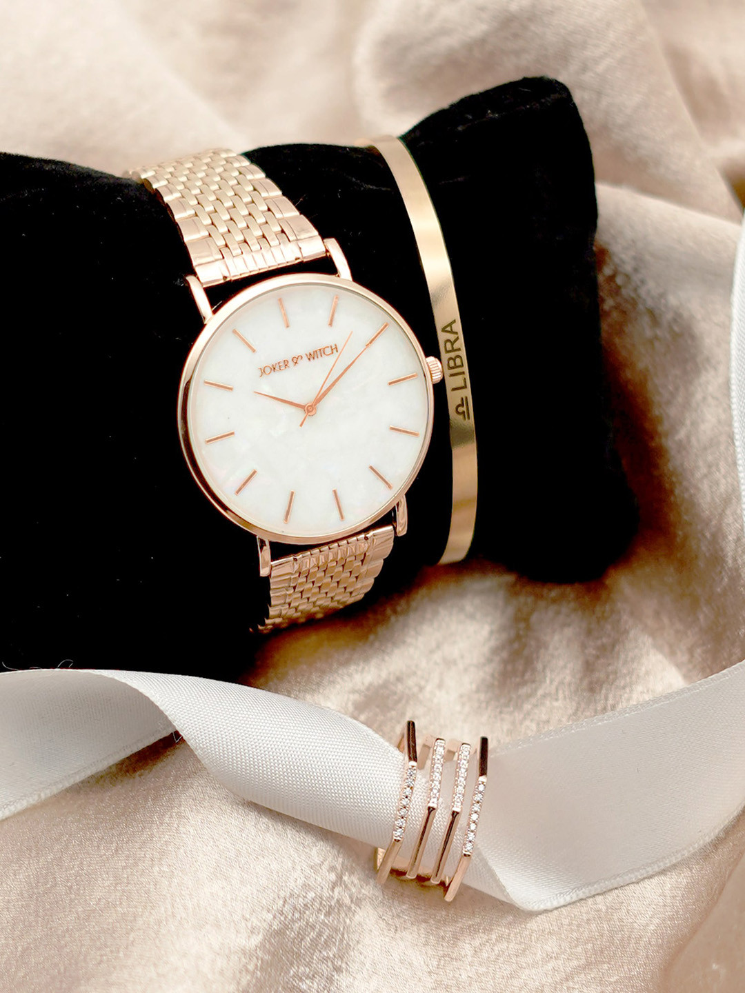 JOKER & WITCH Women Love Jinx Rosegold Libra Love Triangle Watch Gift Set JWLT81