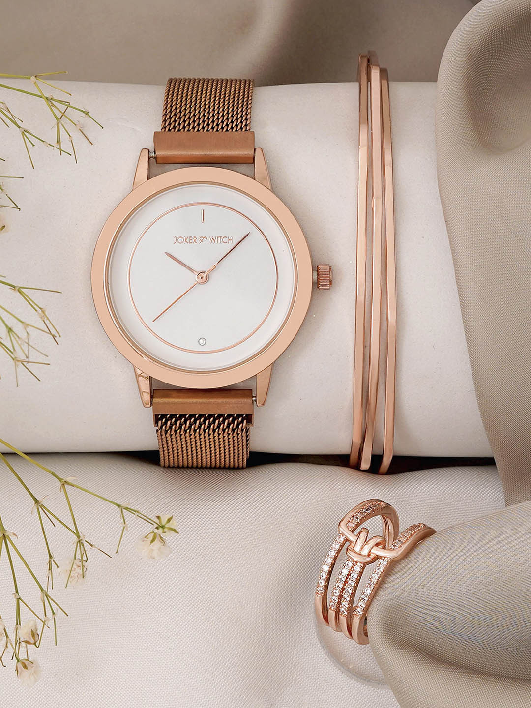 JOKER & WITCH Women Tipsy Love Triangle Watch Gift SetJWLT784