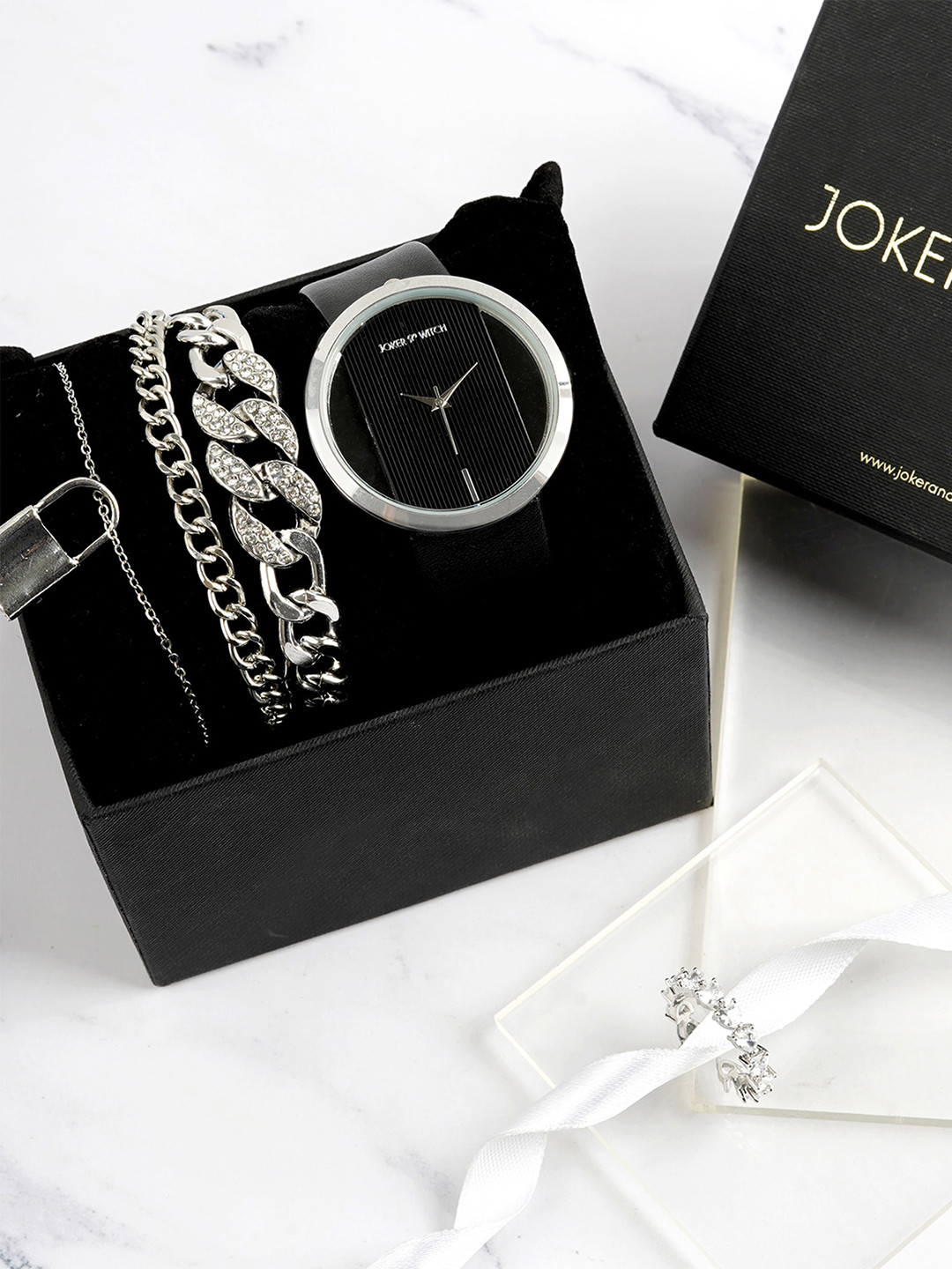 JOKER & WITCH Women Thea Silver Love Triangle Watch Gift Set Thea Silver Love Triangle