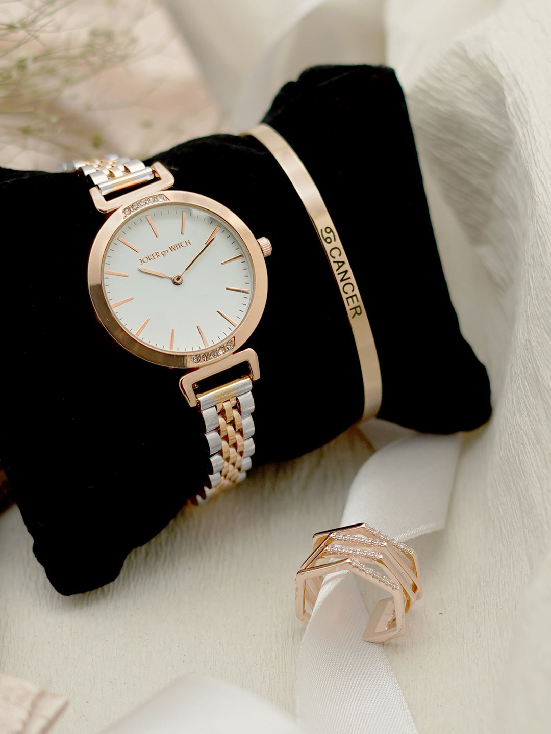 JOKER & WITCH Women Crazy About You Cancer Love Triangle Watch Gift Set