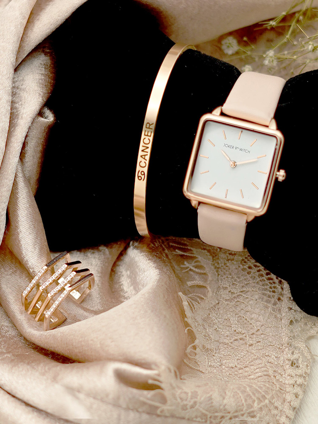 JOKER & WITCH Women Shooting Star Cancer Love Triangle Watch Gift Set