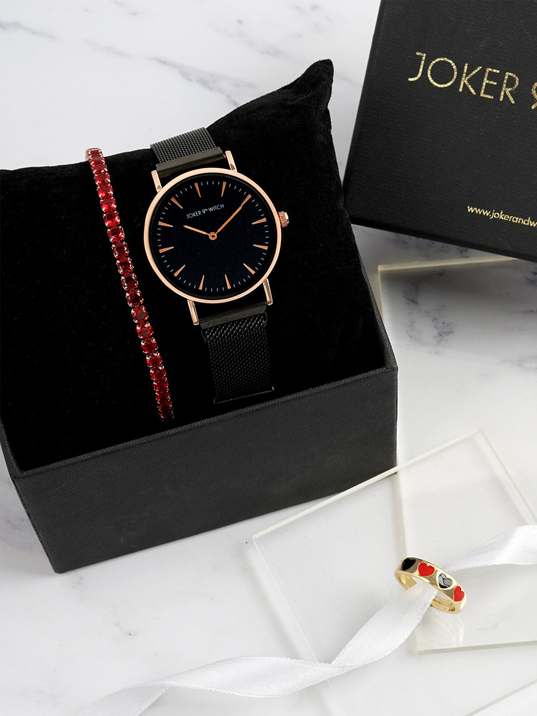 JOKER & WITCH Stainless Steel Protea Red Love Triangle