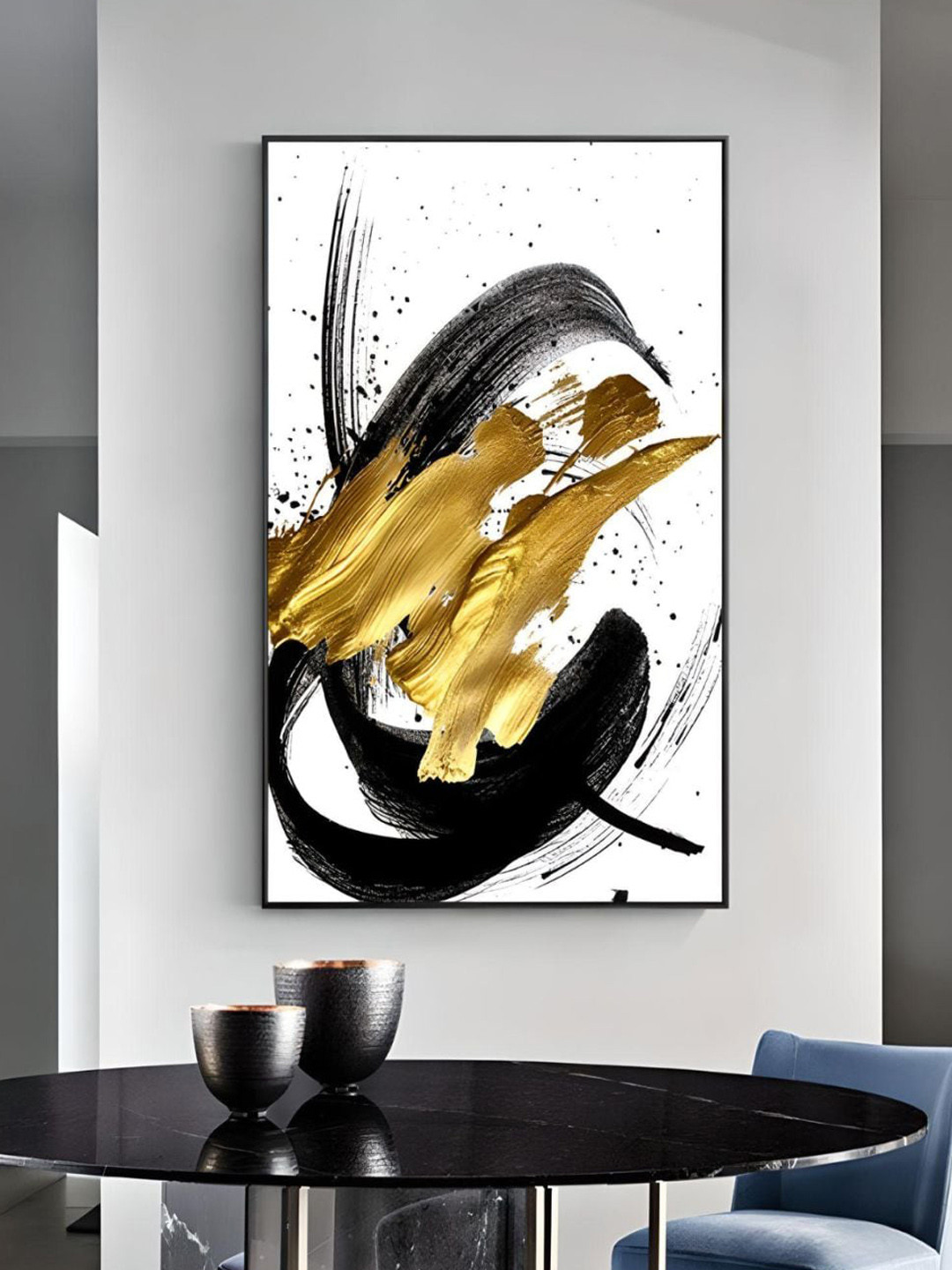 THE HANDMADE FLAIR Crystal Porcelain White & Metallic-Color Abstract Framed Wall Art