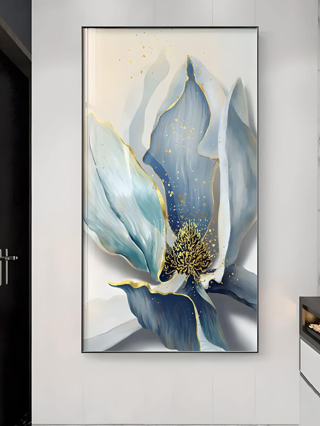 THE HANDMADE FLAIR Blue & Beige Abstract Nordic Painting Wall Art