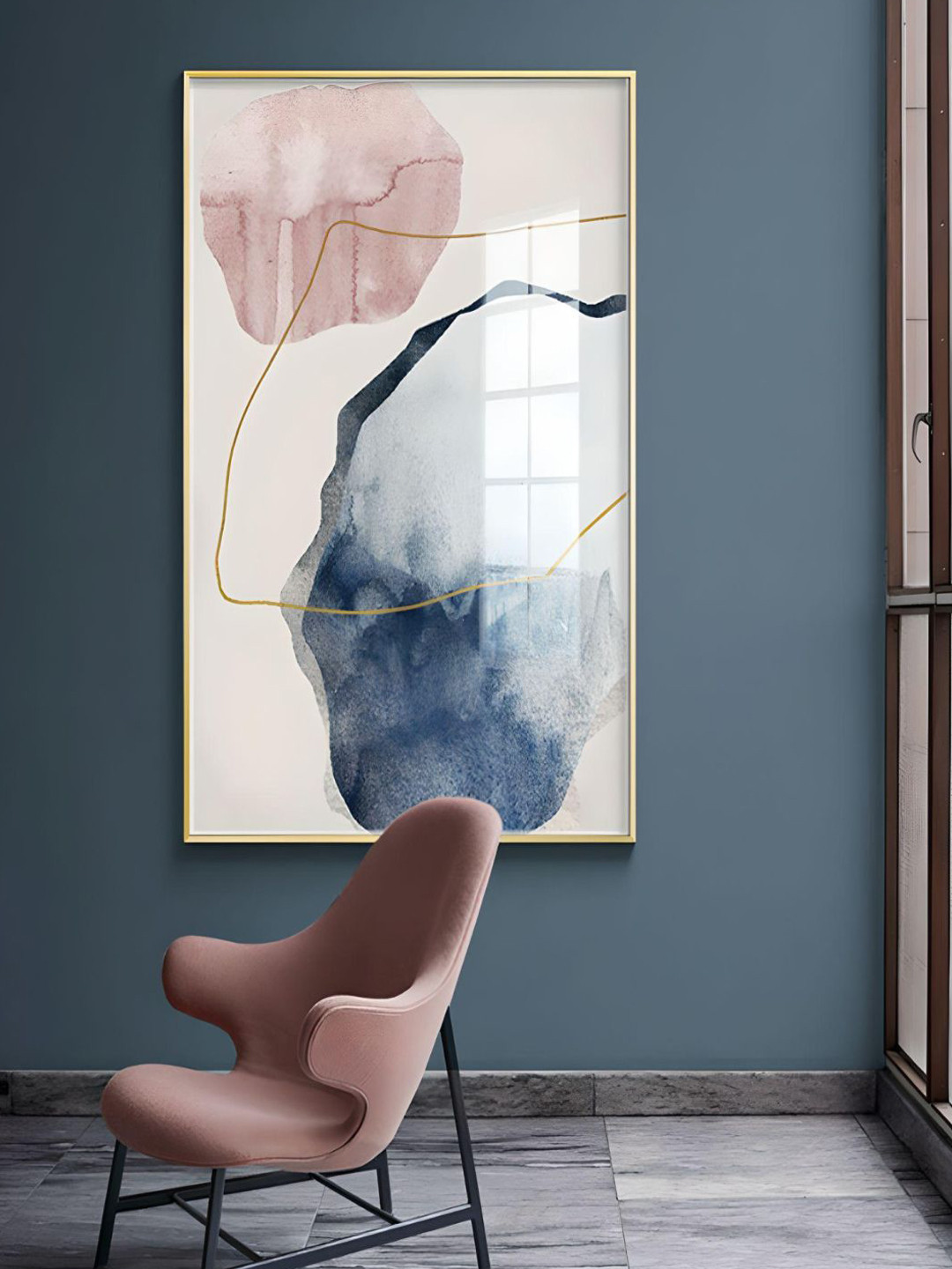 THE HANDMADE FLAIR Pink & Blue Geomorphic Painted Wall Art