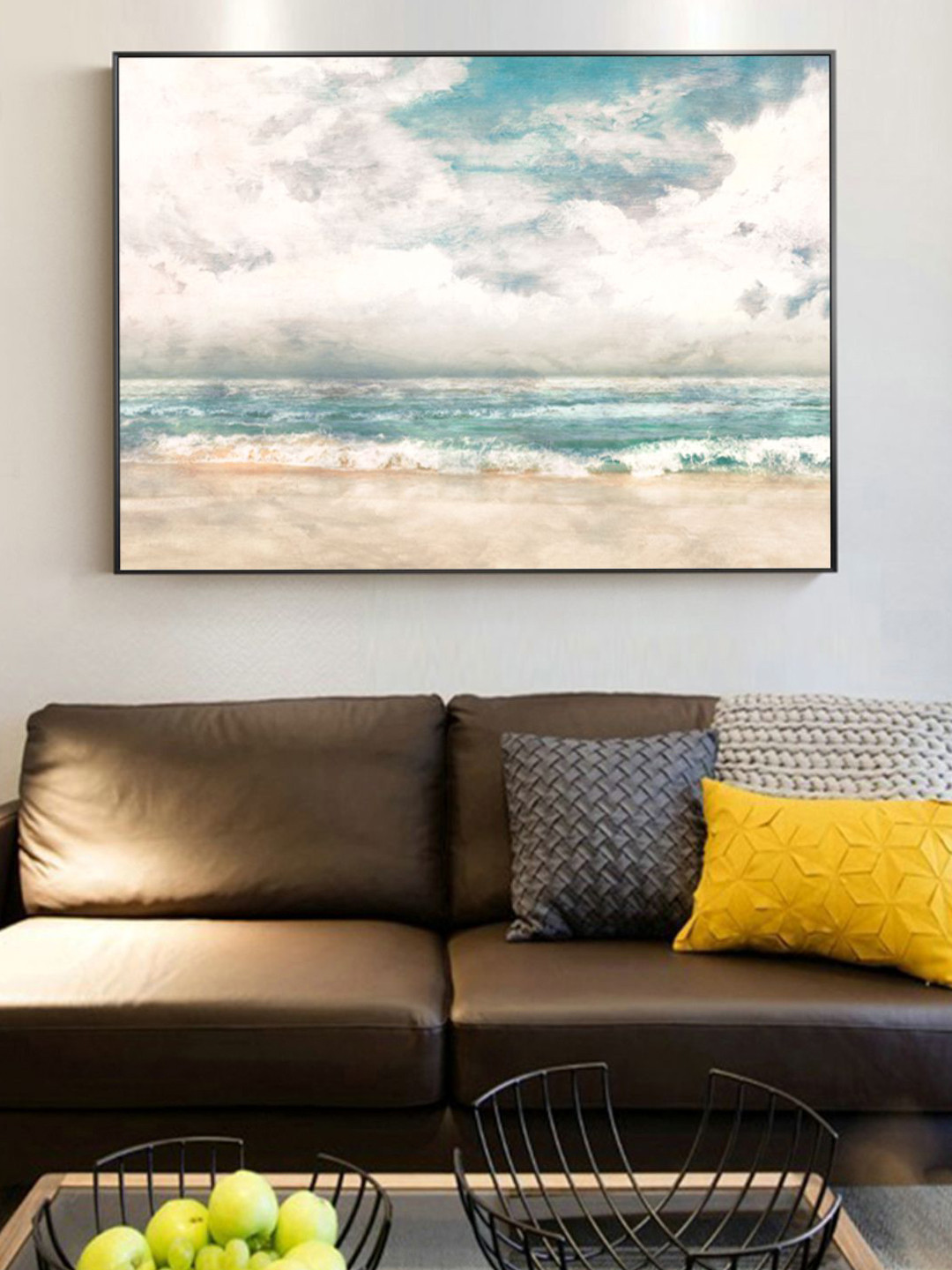 THE HANDMADE FLAIR Blue & White Sky Seascape Framed Wall Art