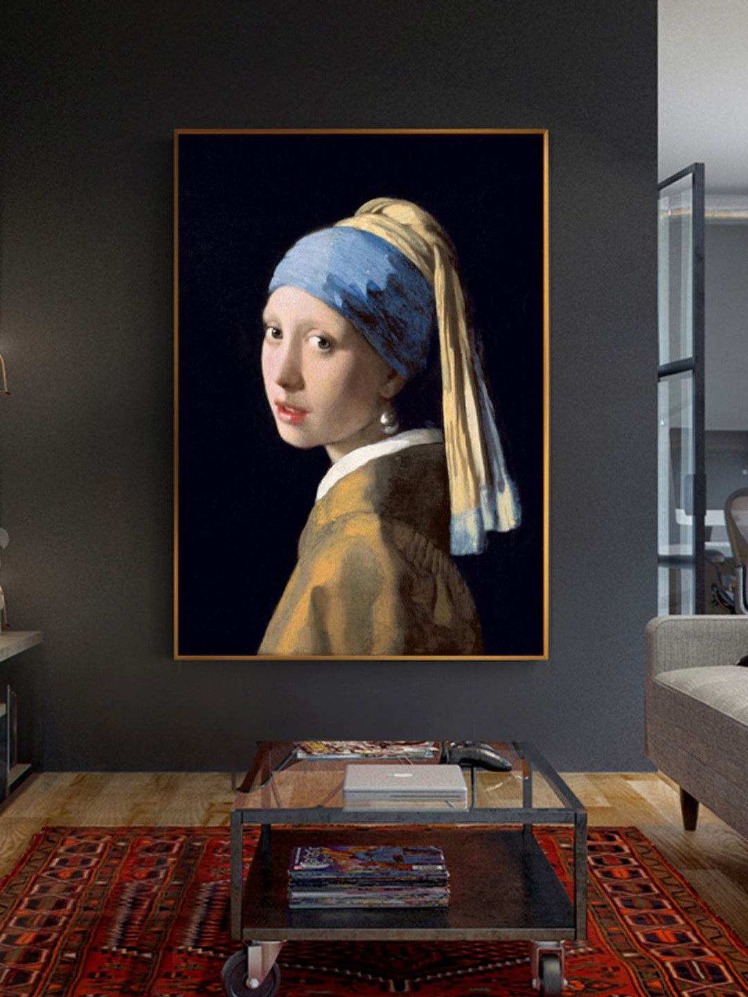 THE HANDMADE FLAIR Painting Girl Canvas Rectangle Paintings Wall Art -11.81 x 17.71In