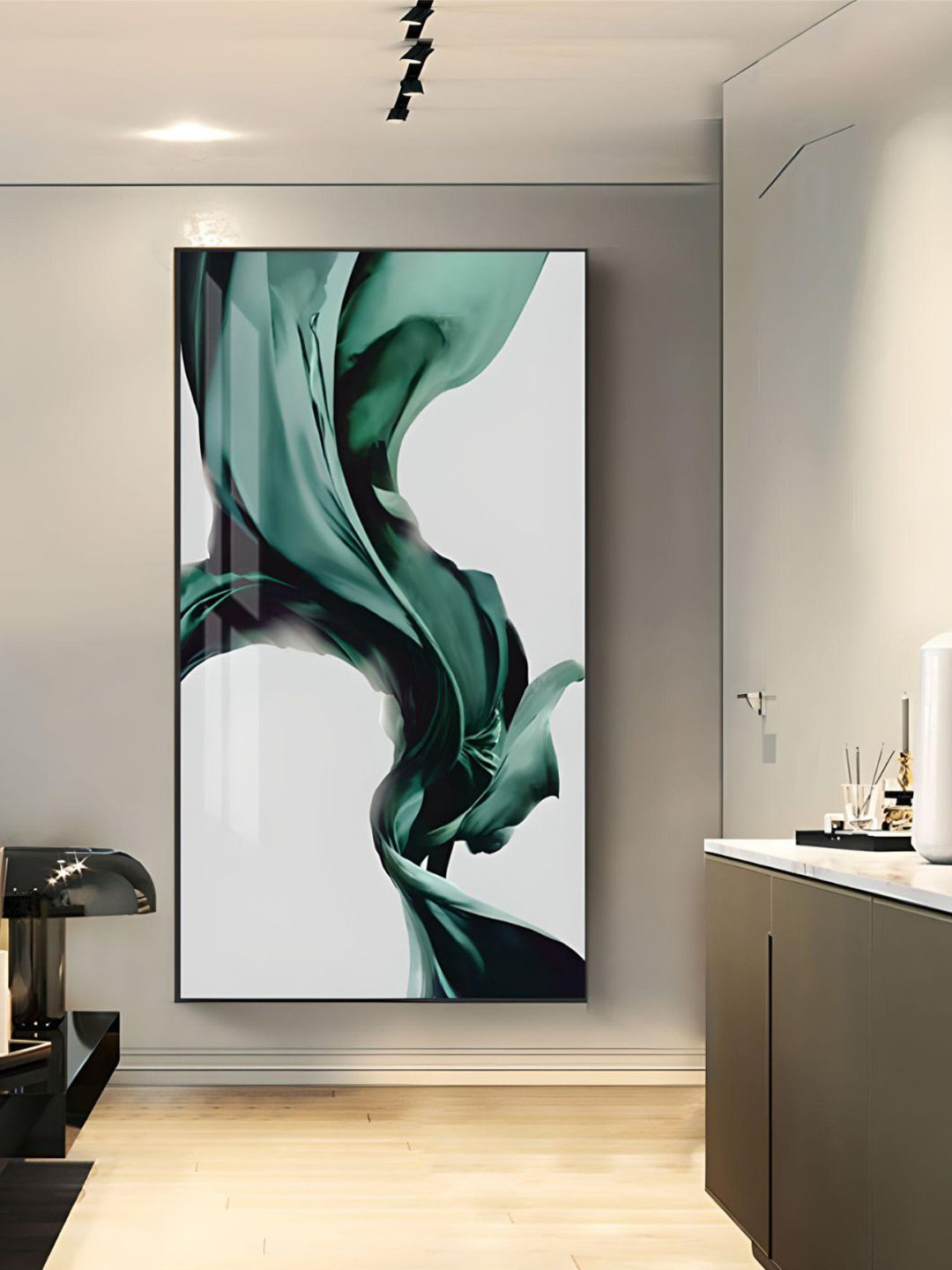 THE HANDMADE FLAIR Crystal Porcelain Flowing Silk Wall Painting
