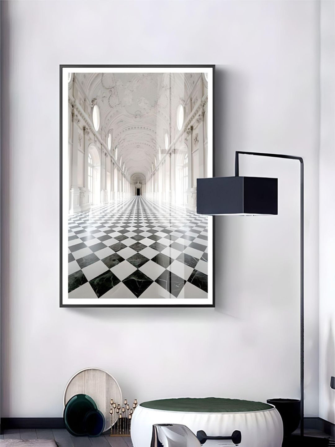 THE HANDMADE FLAIR Black & White Elegant Interior Framed Wall Art