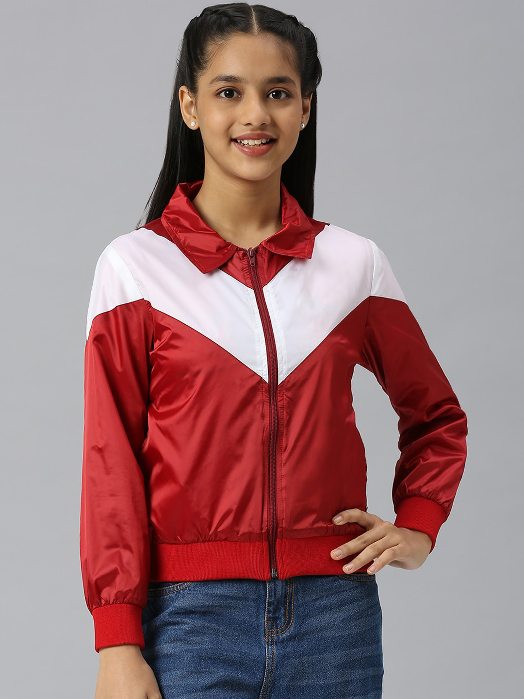 JUSTICE Girls Colourblocked Lightweight Bomber Jacket