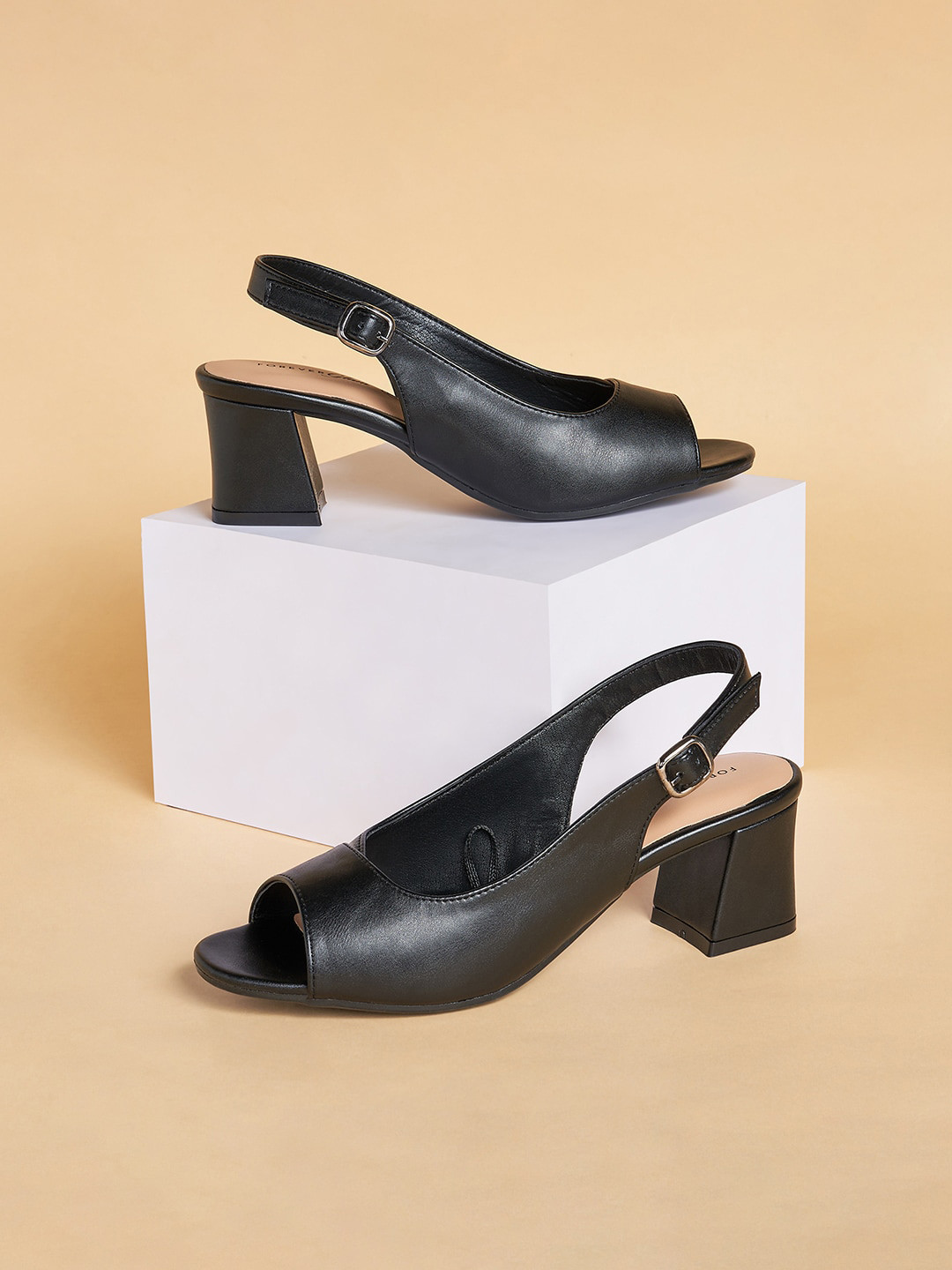 Forever Glam by Pantaloons Block Peep Toes With Buckles
