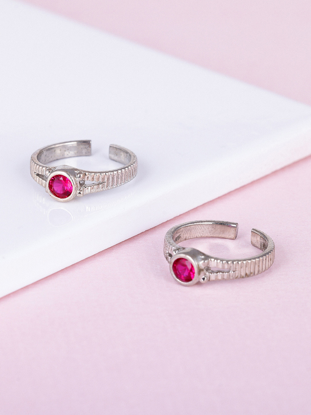 GIVA 925 Sterling Silver Set Of 2 Rhodium-Plated Midnight Mirage Toe Rings