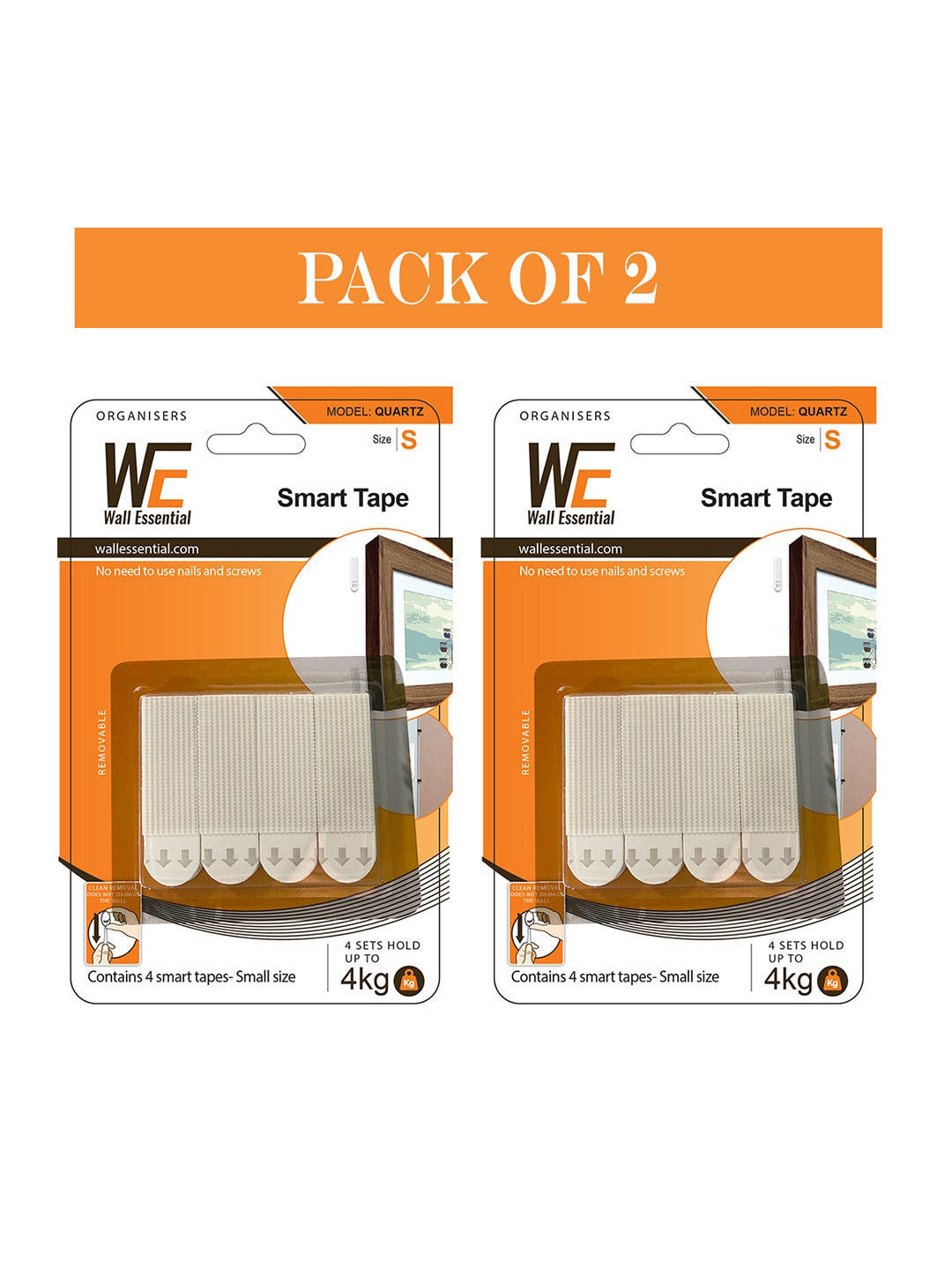 Art Street 2 Pcs Wall Essential Picture Hanging Strips Smart Tape for Photo Frame