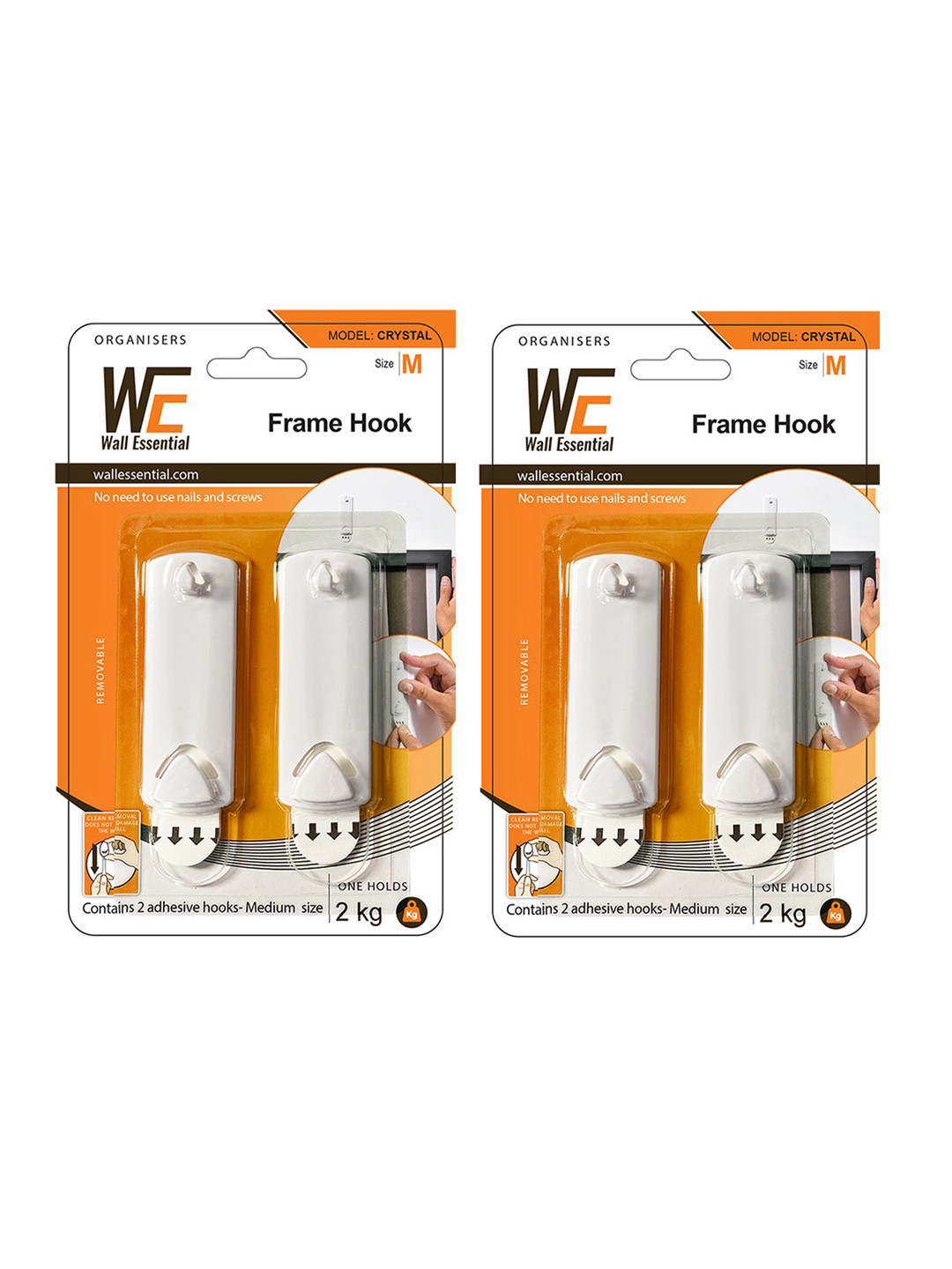 Art Street 2 Pcs Adhesive Reusable Wall Hooks