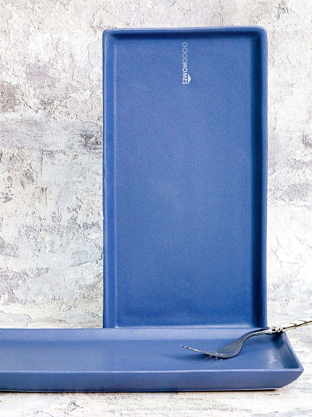 GOODHOMES Blue 2 Pieces Stoneware Food Platter