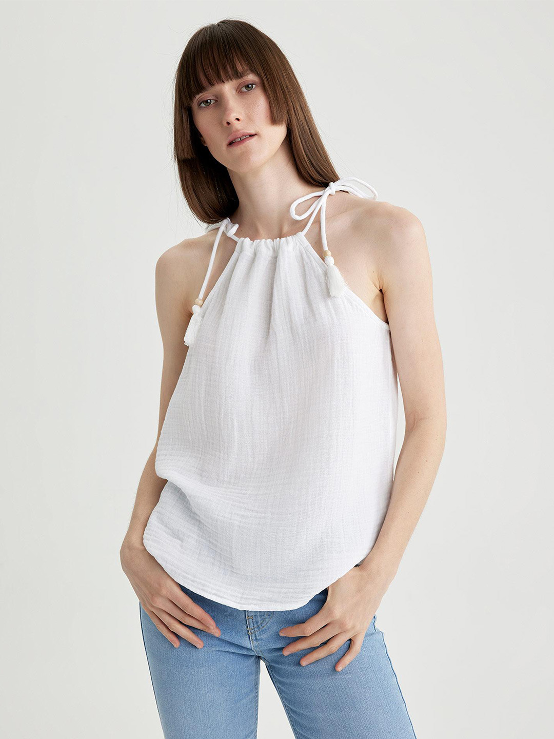 DeFacto Halter Neck Cotton Top
