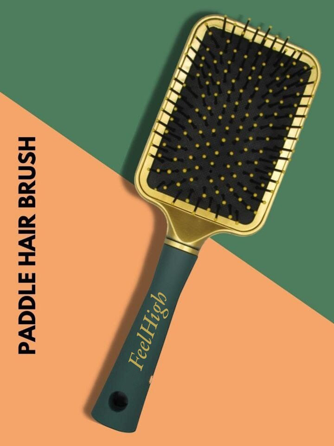 FEELHIGH Professional Paddle Hair Brush For Detangling & Smoothing - Green