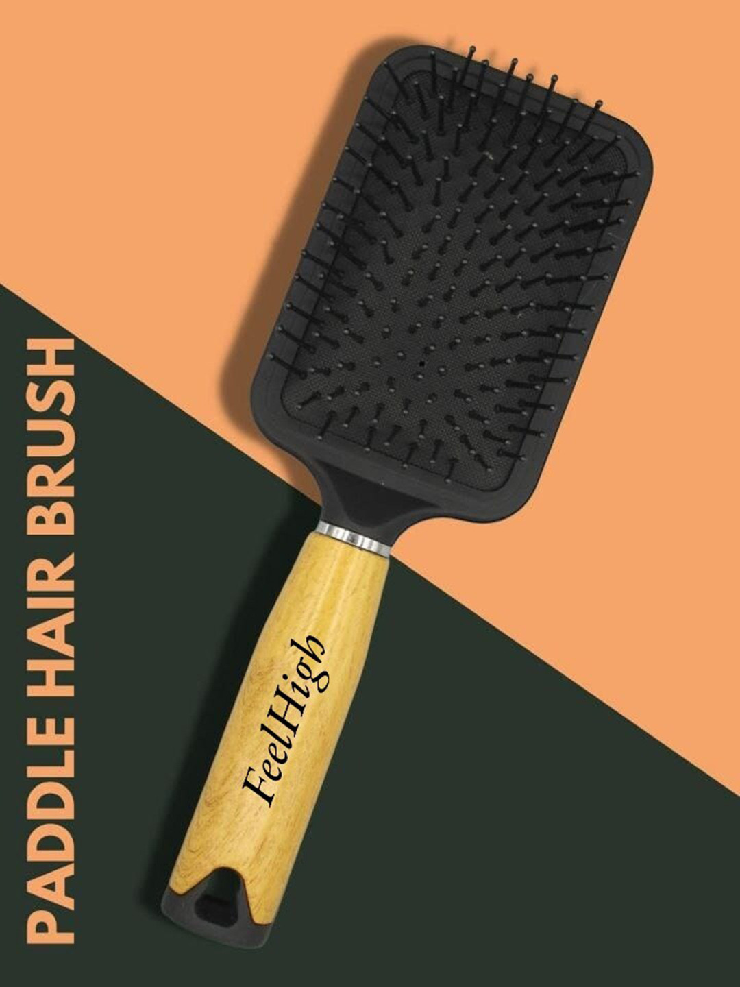 FEELHIGH Professional Paddle Hair Brush For Detangling & Smoothing - Black