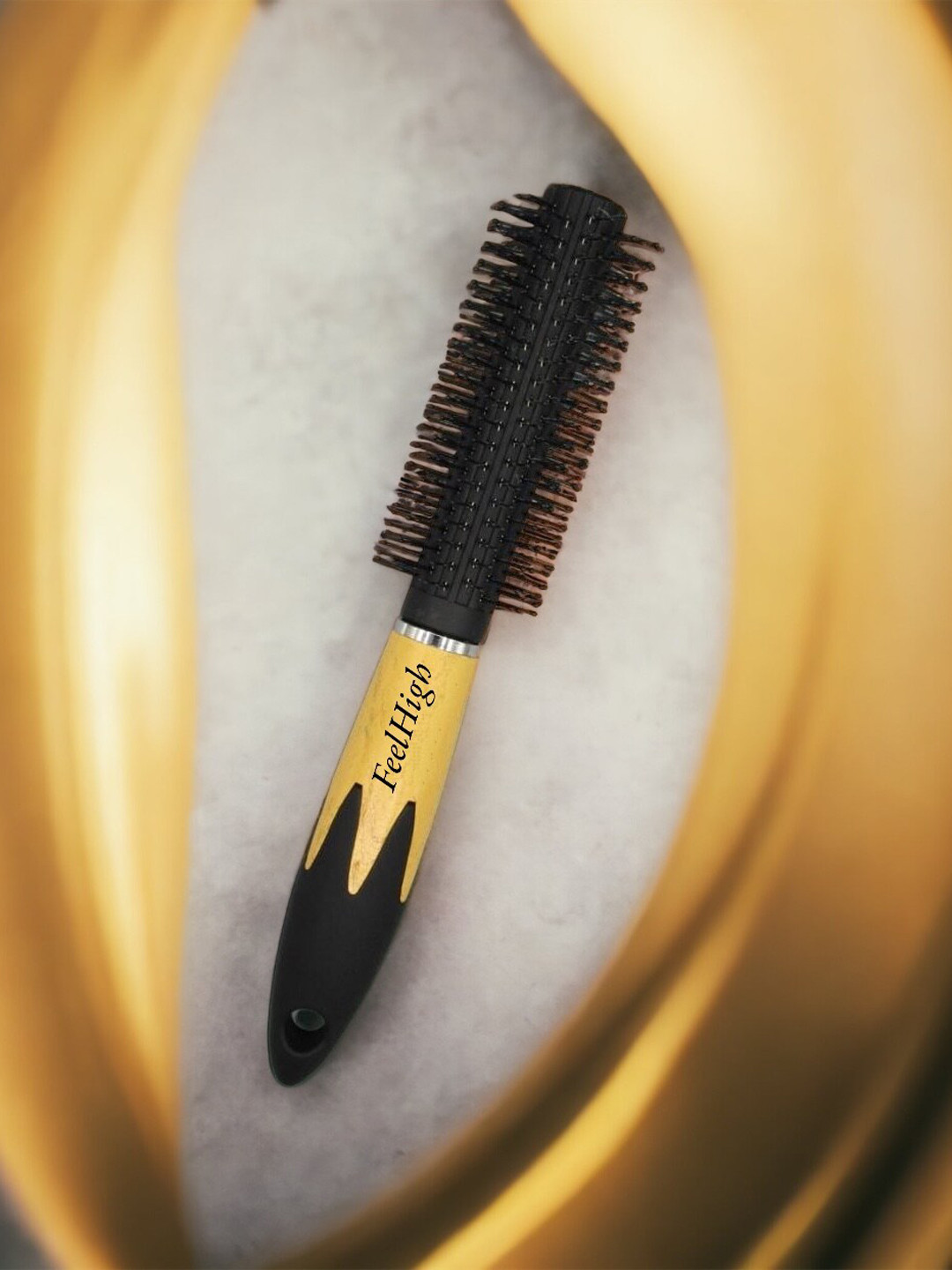 FEELHIGH Professional Round Hair Brush - Black