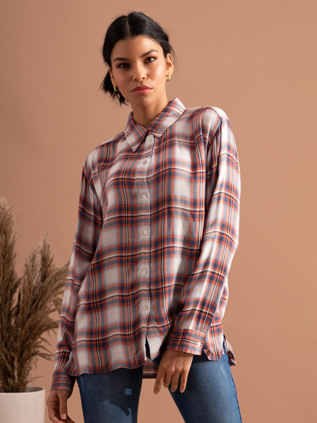 B.Copenhagen Tartan Checked Long Sleeve Casual Shirt