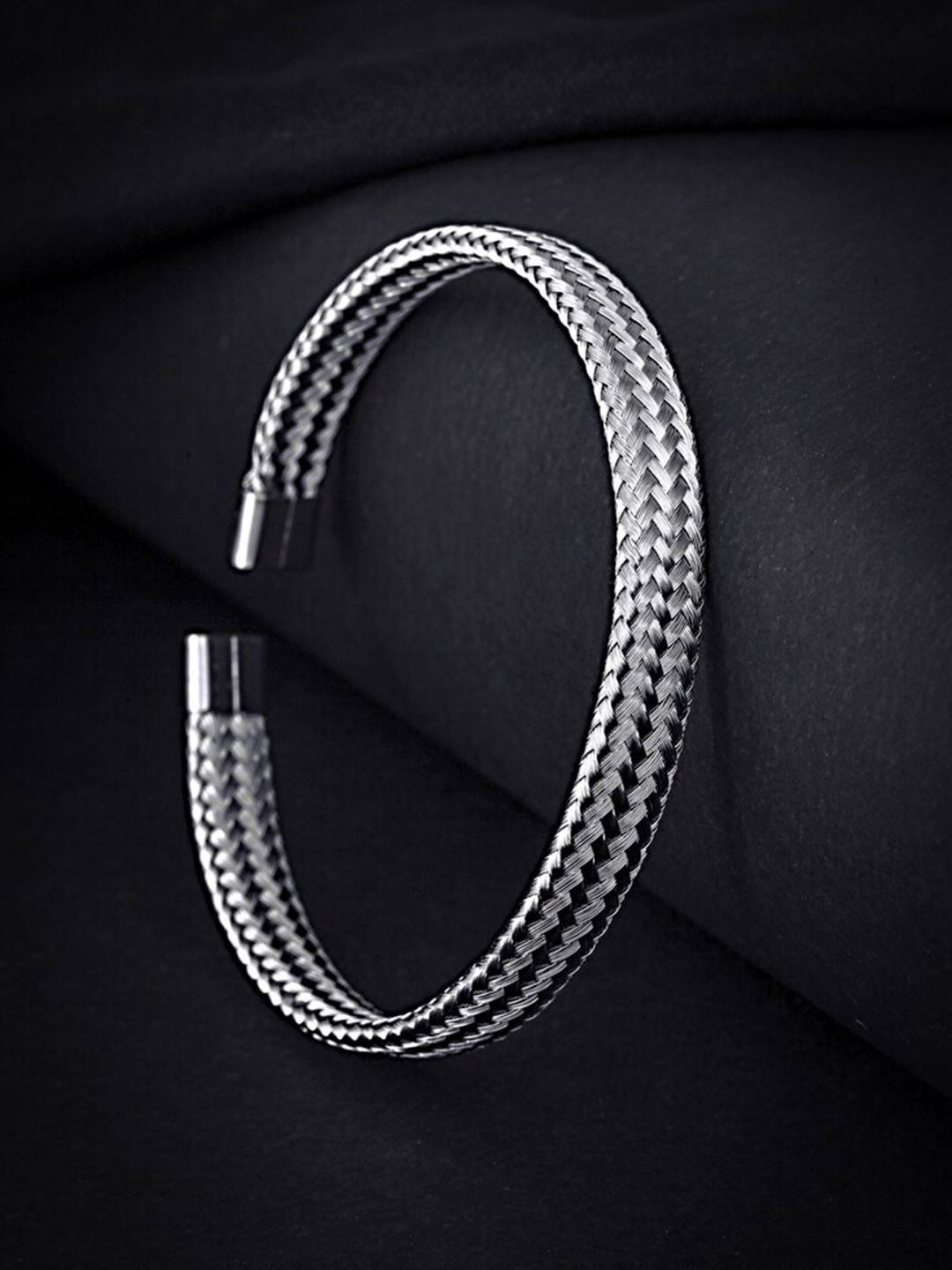 MEENAZ Men Silver-Plated Kada Bracelet