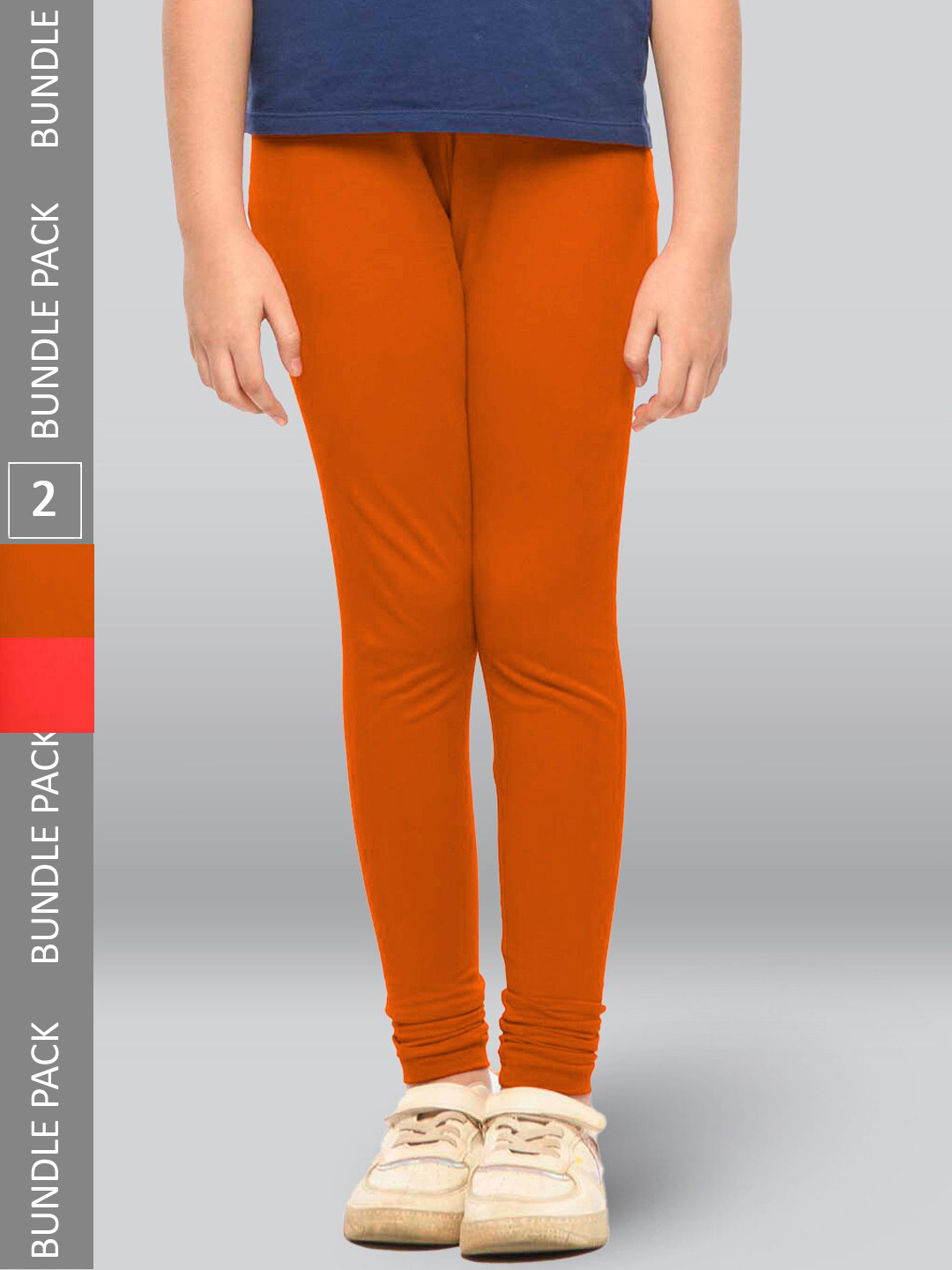 LYRA Girls Pack Of 2 Churidar-Length Cotton Breathable Skin Friendly Leggings