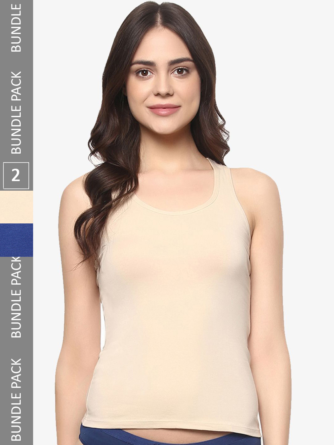 SOIE Solid Super Soft Cotton Stretch Racerback Tank Top-Pack of 2