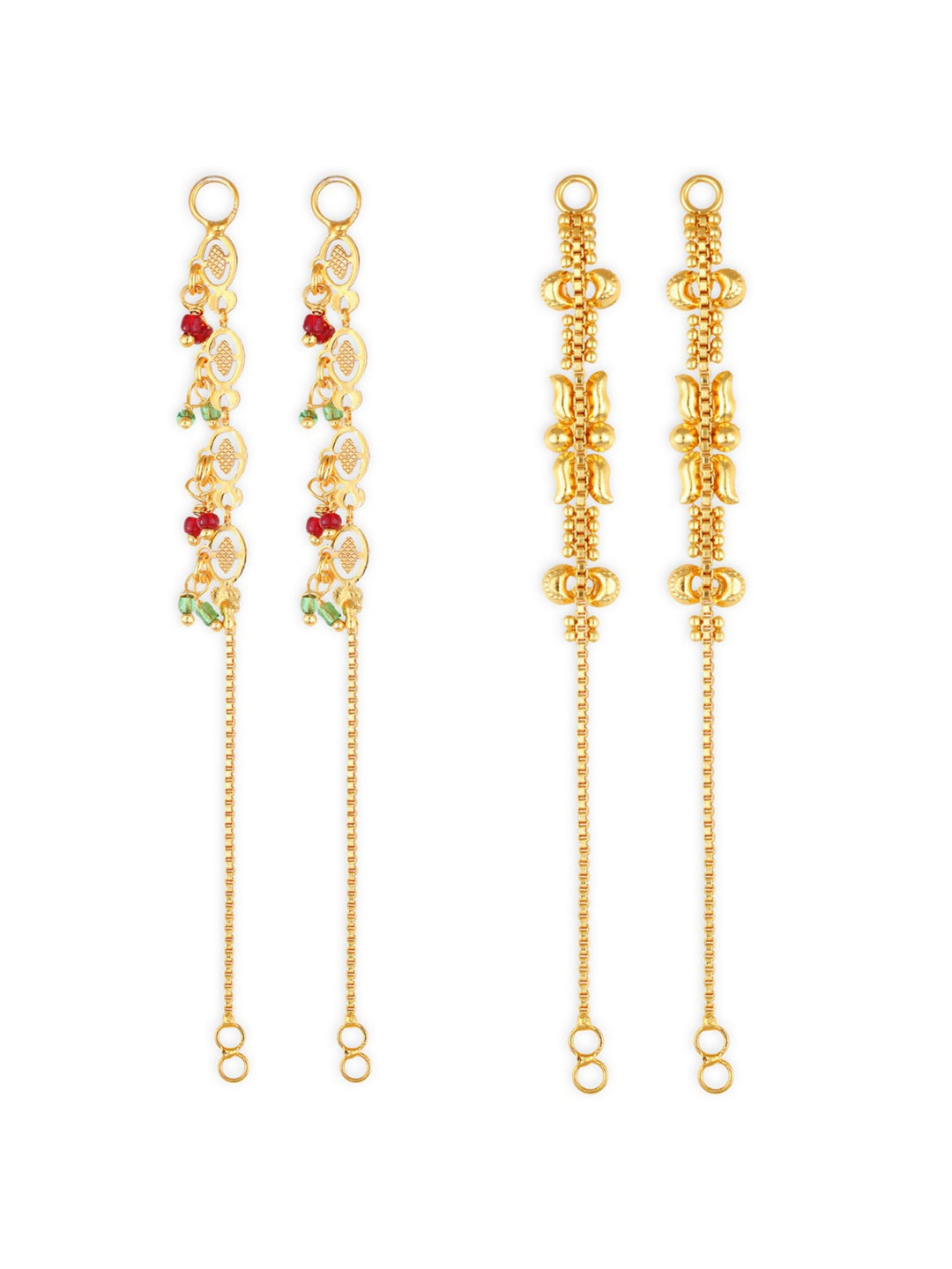 Vighnaharta Set Of 2 Gold-Plated Ear Chain