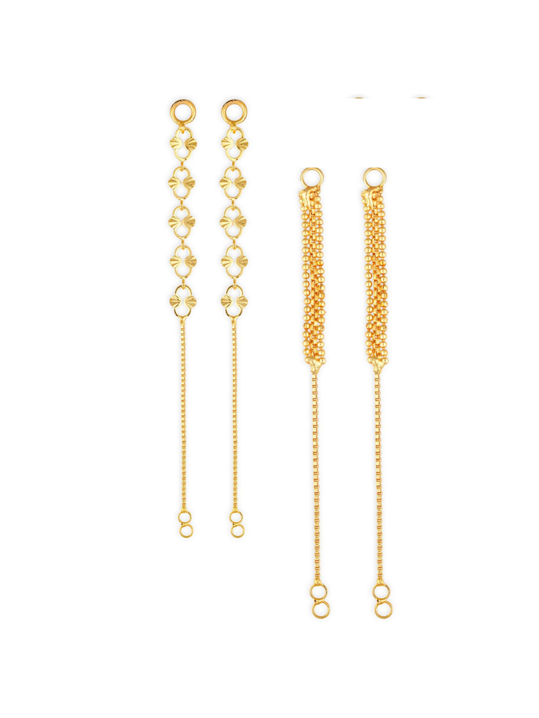 Vighnaharta Set Of 2 Gold-Plated Drop Ear Chain
