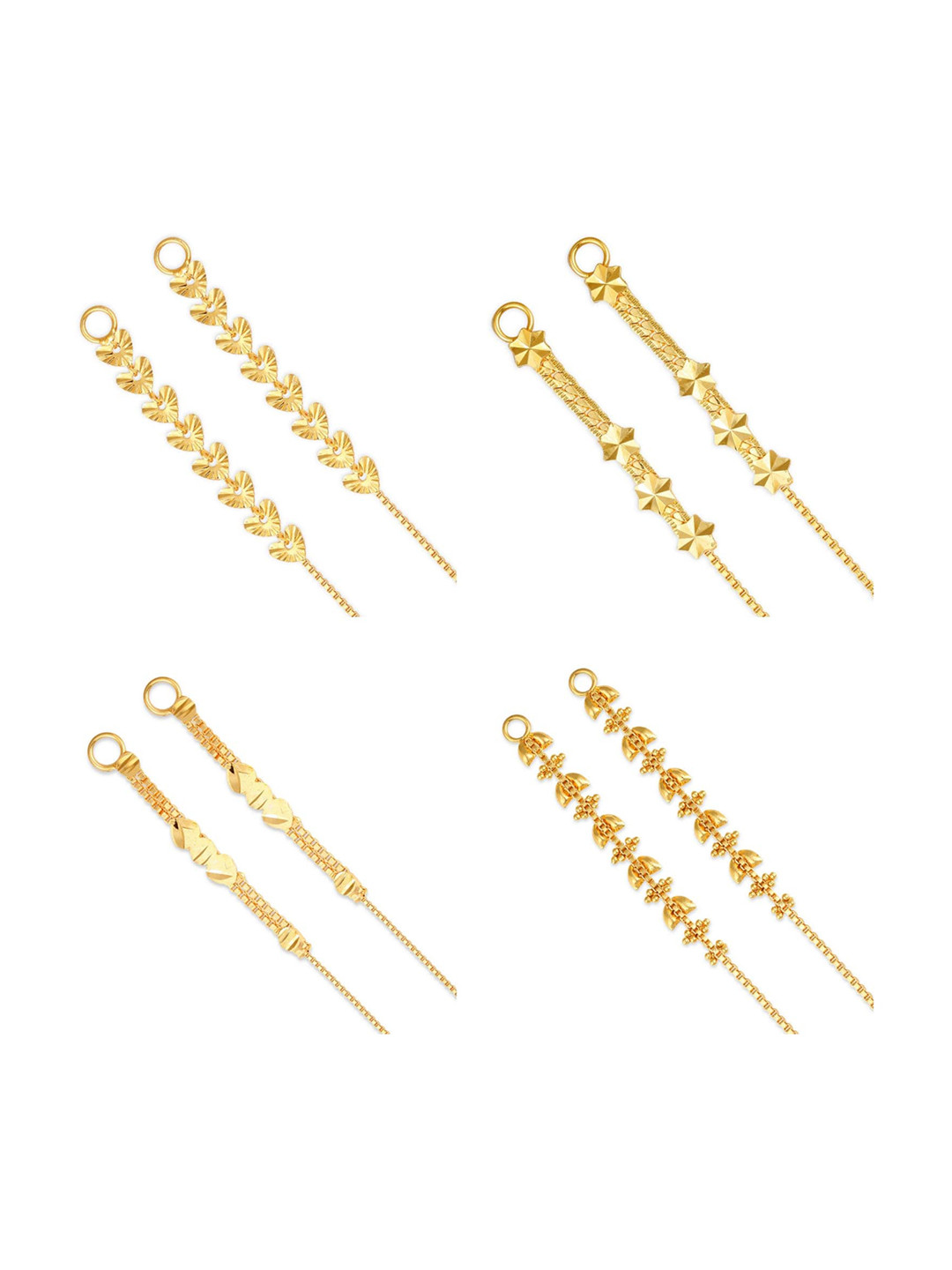 Vighnaharta Set Of 4 Gold-Plated Drop Ear Chain