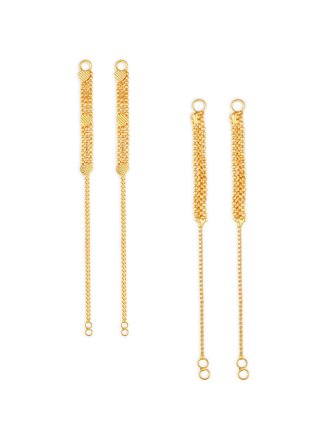 Vighnaharta Set Of 2 Gold-Plated Drop Ear Chain