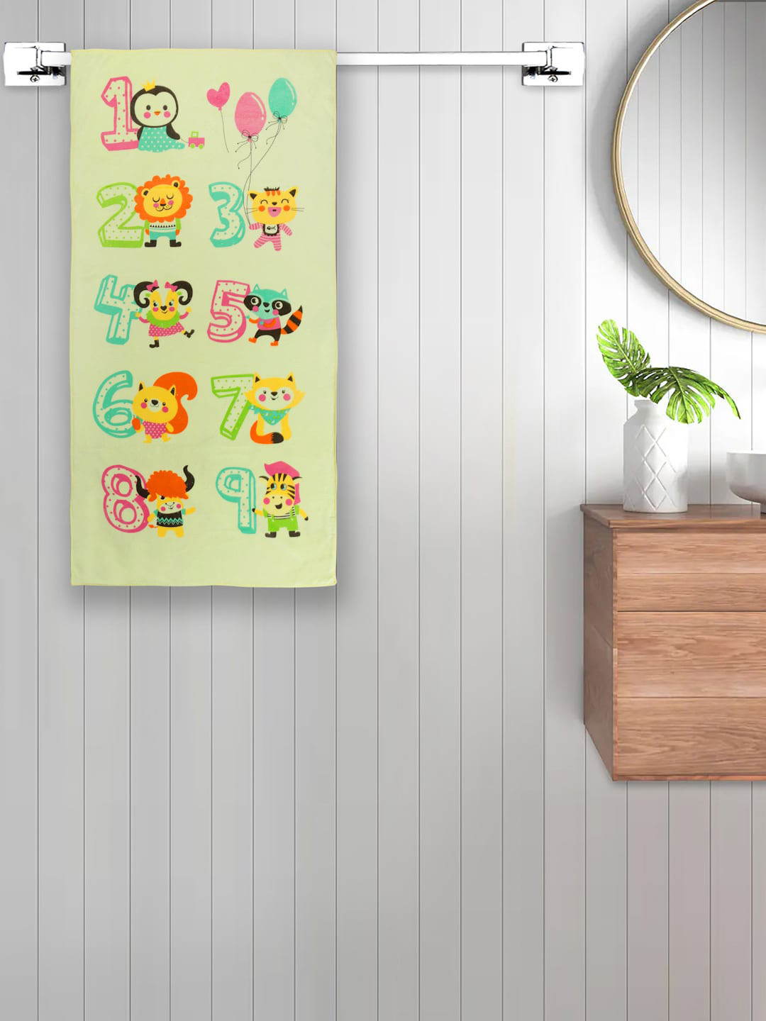 FABINALIV Multicolor Cartoon Printed 420 GSM Cotton Kids Bath Towel