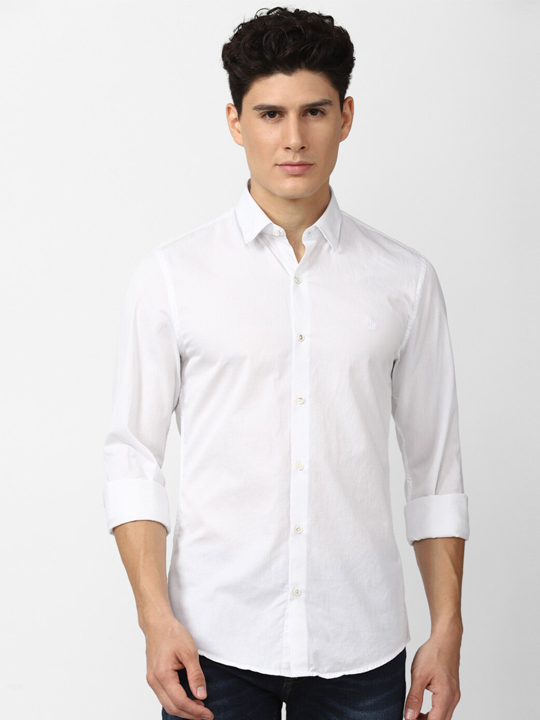 PETER ENGLAND UNIVERSITY Micro Ditsy Printed Slim Fit Pure Cotton Casual Shirt