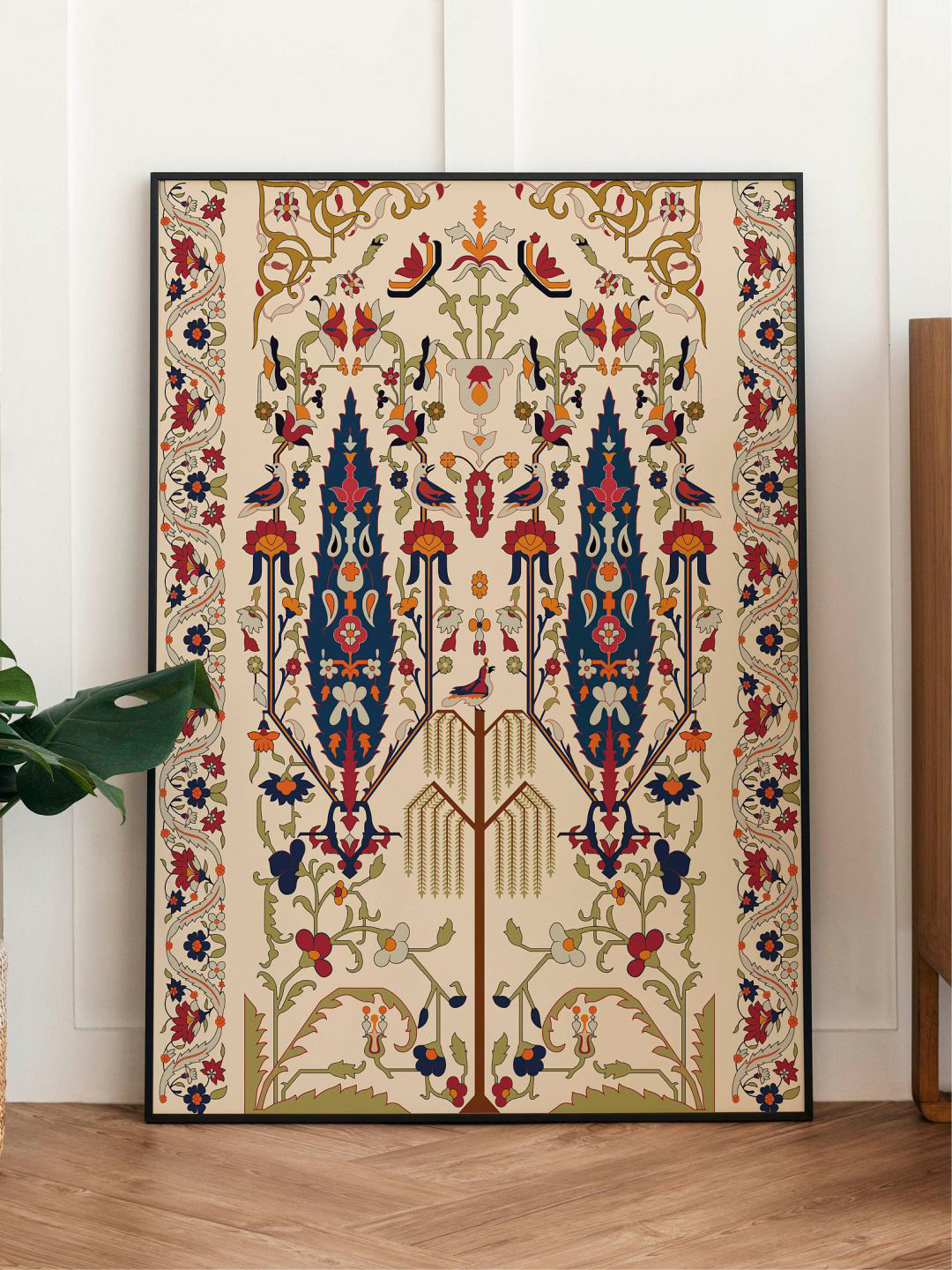 INDIAN CLASSIC ART Beige & Blue Vintage Framed Wall Art