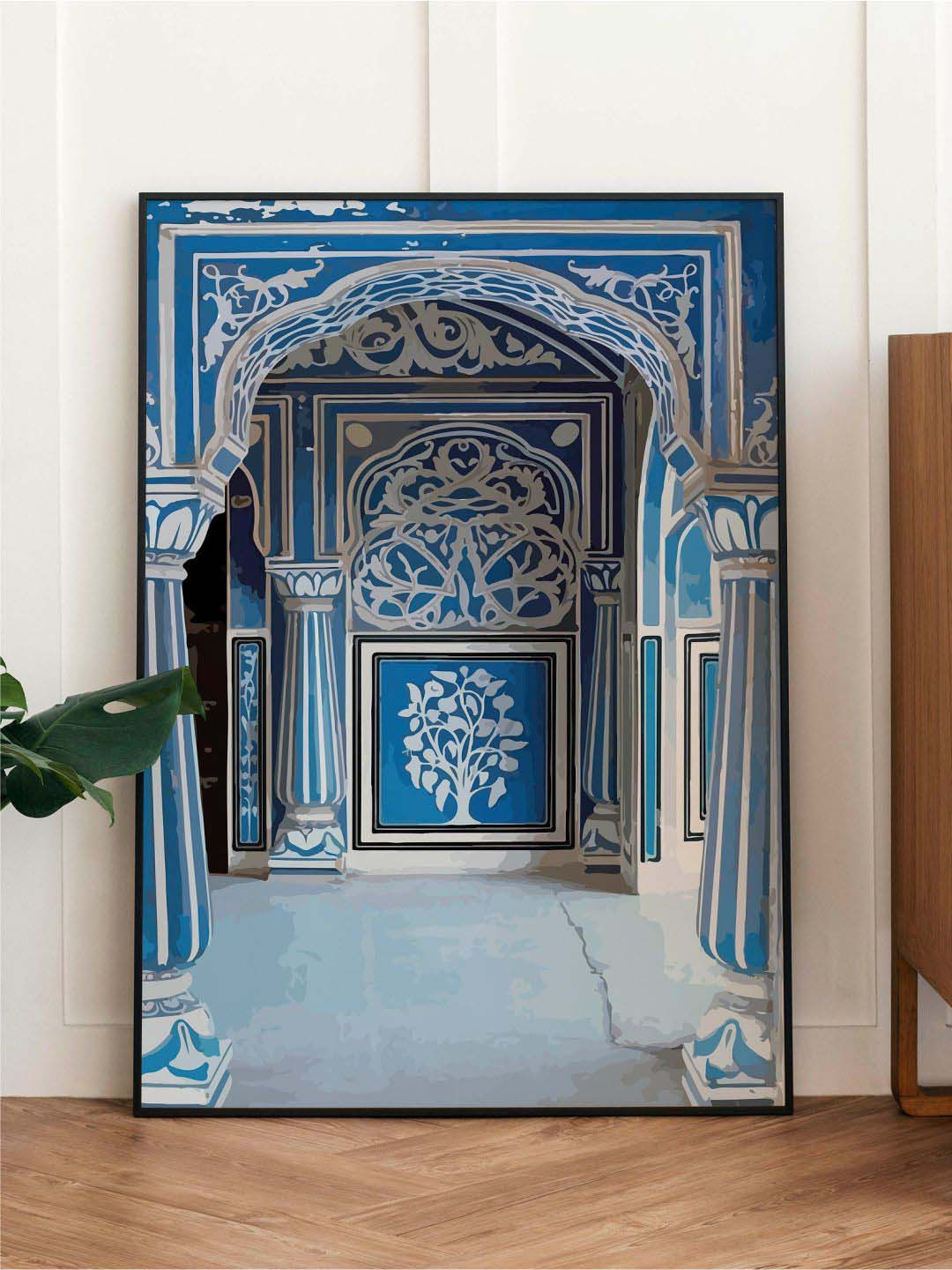 INDIAN CLASSIC ART Blue & Grey Indian Palace Framed Wall Art