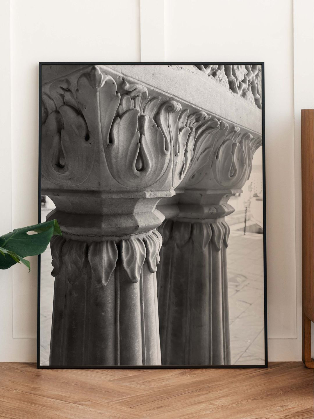 INDIAN CLASSIC ART Black & White Indian Palace Painting Framed Wall Art